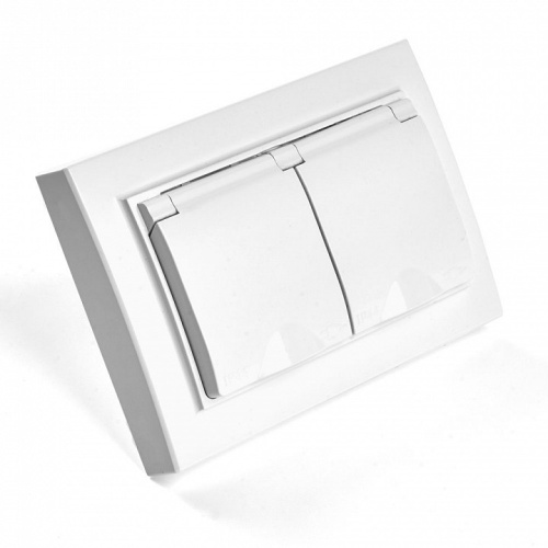 Розетка двойная с заземлением и со шторками, с крышкой Stekker Эрна 49139 в Нижнем Новгороде фото 8