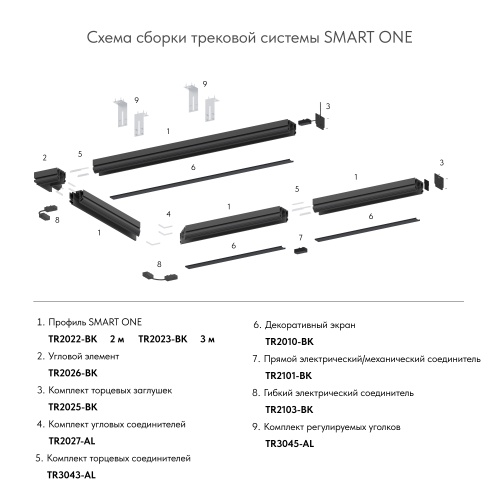 TR2025-BK Комплект торцевых заглушек для трека SMART ONE в Нижнем Новгороде фото 2