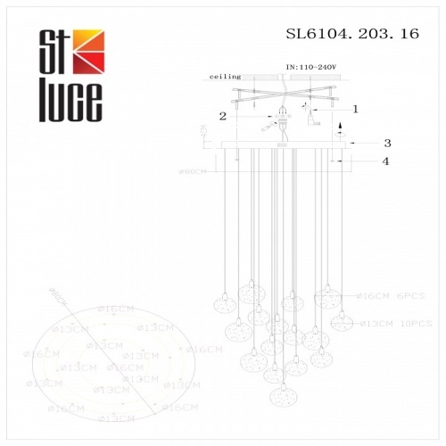 Подвесная люстра ST-Luce Montecelio SL6104.203.16 в Советске фото 3