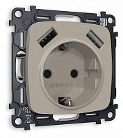 Розетка с заземлением и 2хUSB type A, без рамки Ambrella Volt OMEGA MO369010 в Нижнем Новгороде