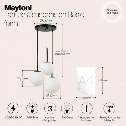 Подвесной светильник Maytoni Basic form MOD321PL-03B в Слободском фото 7