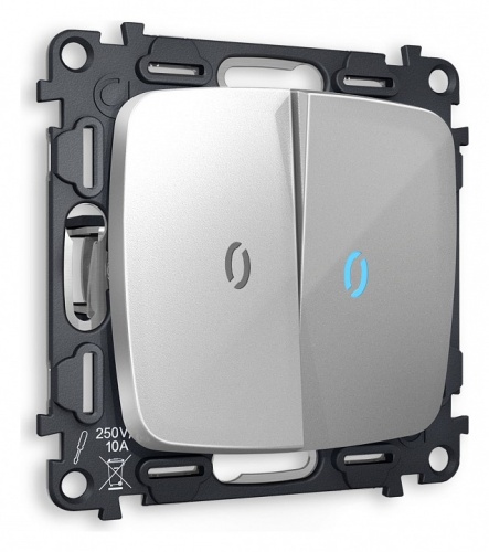 Выключатель проходной двухклавишный с подсветкой без рамки Ambrella Volt OMEGA MO404040 в Нижнем Новгороде