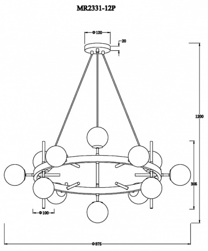 Подвесная люстра MyFar Robert MR2331-12P в Нижнем Новгороде фото 6