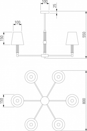 Люстра на штанге Eurosvet Conso 60145/6 латунь в Нижнем Новгороде фото 3