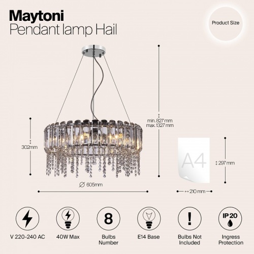 Подвесной светильник Maytoni Hail MOD097PL-08CH в Ревде фото 3