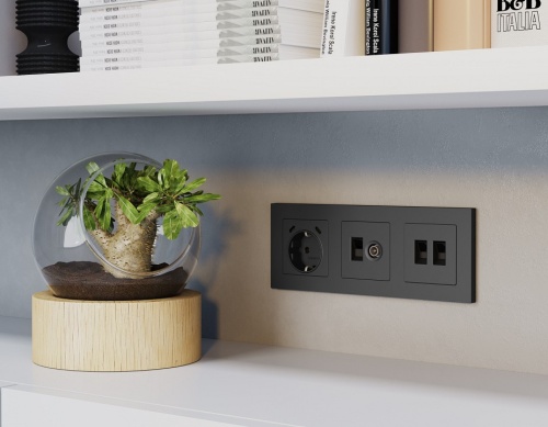 Накладка для ТВ-розетки и RJ-11 или RJ-45 Ambrella Volt ALFA AP9125 в Нижнем Новгороде фото 2