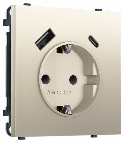 Розетка с заземлением и со шторкой и 2хUSB type A и C, без рамки Ambrella Volt MS MS550010 в Нижнем Новгороде