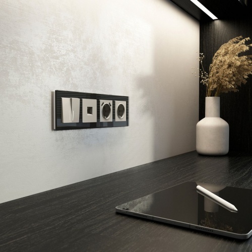 Выключатель двухклавишный с подсветкой без рамки Werkel дымчатый W1220104 в Нижнем Новгороде фото 4