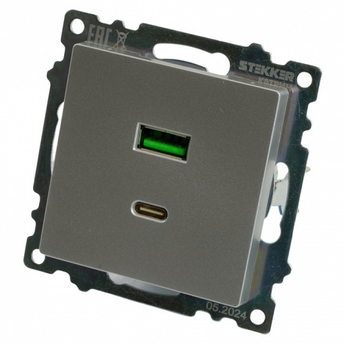 Розетка 2хUSB type A и C без рамки Stekker Катрин 50054 в Нижнем Новгороде фото 8