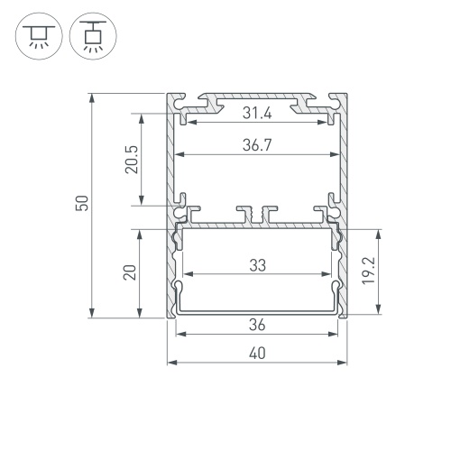 Профиль SL-LINE-4050-3L-2000 ANOD BLACK (Arlight, Алюминий) в Сарове фото 8