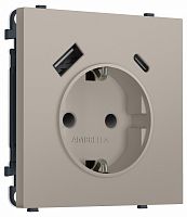 Розетка с заземлением и со шторкой и 2хUSB type A и C, без рамки Ambrella Volt MS MS370010 в Нижнем Новгороде