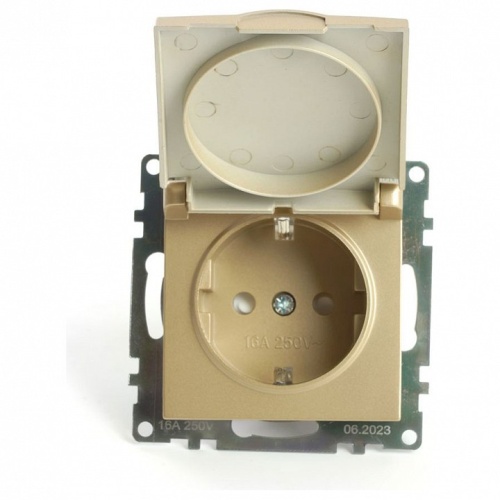 Розетка с заземлением и со шторкой, без рамки с крышкой Stekker Катрин 49222 в Нижнем Новгороде