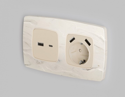 Накладка для розетки с заземлением и со шторками и 2хUSB type A Ambrella Volt OMEGA OP3290 в Нижнем Новгороде фото 2