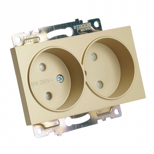 Розетка двойная без заземления и со шторкой, без рамки Stekker Катрин 49225 в Нижнем Новгороде фото 9