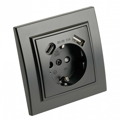 Розетка с заземлением и 2хUSB type A и C, без рамки Stekker Эрна 50078 в Нижнем Новгороде фото 9