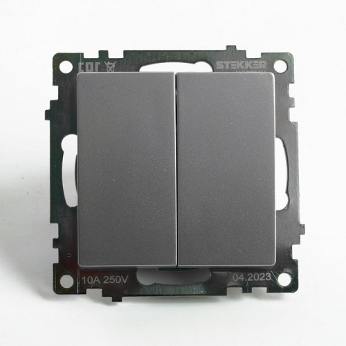 Переключатель двухклавишный без рамки Stekker Катрин 49168 в Нижнем Новгороде фото 7