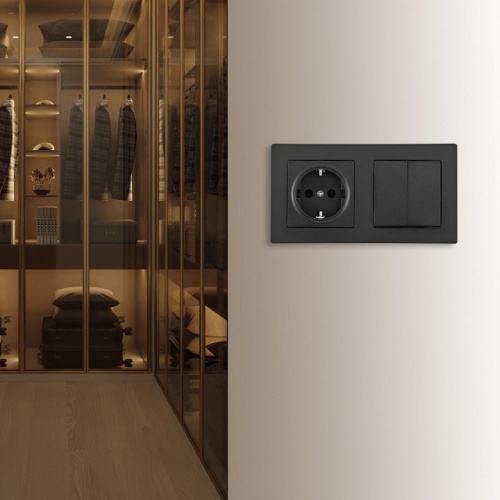 Блок с розеткой и выключателем Arte Milano SET06-2 SET06-2-30-2-40-1 black в Нижнем Новгороде фото 2