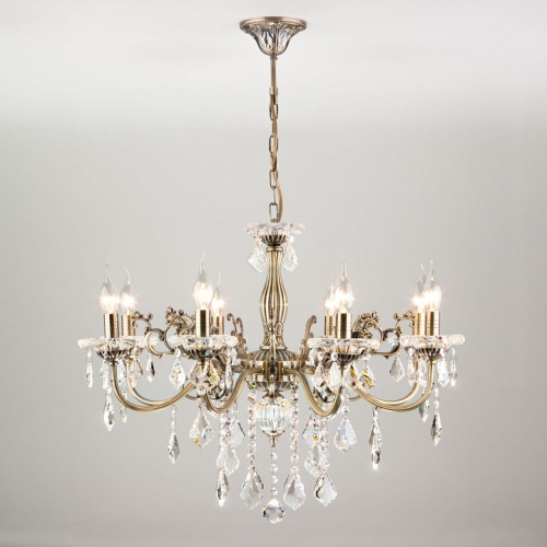 Подвесная люстра Eurosvet Elisha 3281/8 античная бронза/прозрачный хрусталь Strotskis в Нижнем Новгороде фото 8