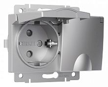 Розетка двойная влагозащищенная с заземлением и со шторками, без рамки с крышкой Werkel серебряные W1172206 в Нижнем Новгороде