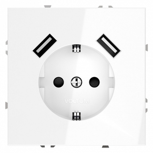 Розетка с заземлением и со шторкой и 2хUSB type A, без рамки Voltum S70 VLS040401 в Нижнем Новгороде фото 4