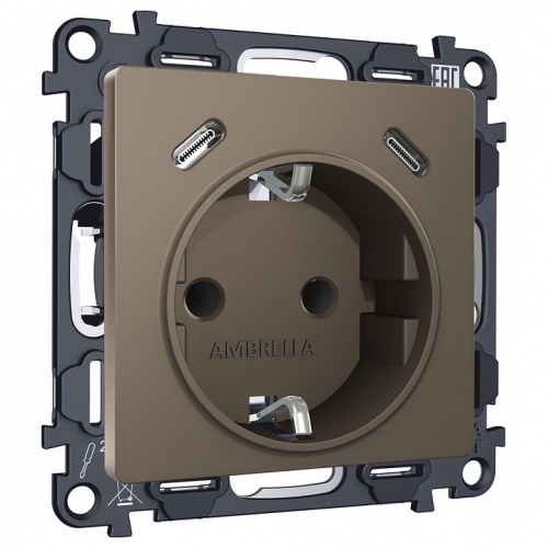Розетка с заземлением и 2хUSB type C, без рамки Ambrella Volt ALFA MA640510 в Нижнем Новгороде