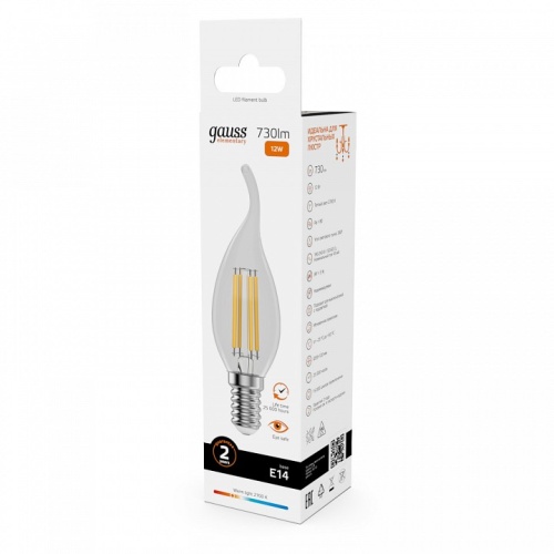 Лампа светодиодная Gauss Filament Elementary E14 12Вт 2700K 42112 в Нижнем Новгороде фото 3