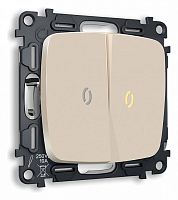 Выключатель проходной двухклавишный с подсветкой без рамки Ambrella Volt OMEGA MO324030 в Нижнем Новгороде