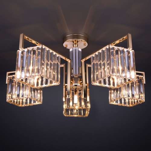 Люстра на штанге Eurosvet April 10126/5 золото/прозрачный хрусталь Strotskis Smart в Нижнем Новгороде фото 5