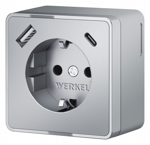 Розетка с заземлением и со шторками и USB Werkel Gallant (серебряный) W5071706 в Нижнем Новгороде
