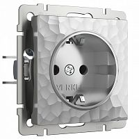 Розетка влагозащищенная с заземлением и со шторками, без рамки Werkel Hammer серебряный W1271106 в Нижнем Новгороде