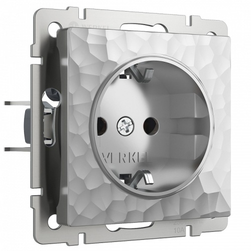 Розетка с заземлением, без рамки Werkel Hammer серебряный W1271006 в Нижнем Новгороде
