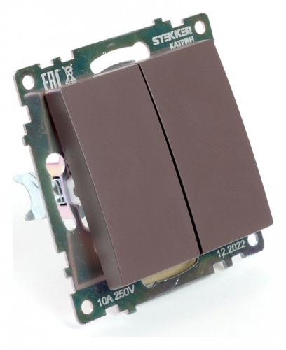 Выключатель двухклавишный без рамки Stekker Катрин 49019 в Нижнем Новгороде фото 8