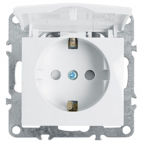 Розетка с заземлением и со шторкой, без рамки с крышкой Stekker Эрна 39319 в Нижнем Новгороде