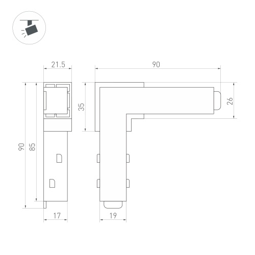 Коннектор угловой MAG-ORIENT-CON-L90-POWER (WH) (Arlight, IP20 Пластик, 3 года) в Советске фото 2