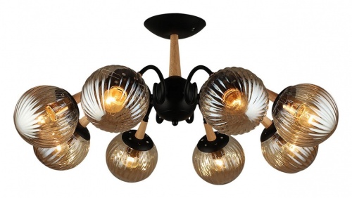 Люстра на штанге 04886-0.3-08 BK+WOOD в Нижнем Новгороде