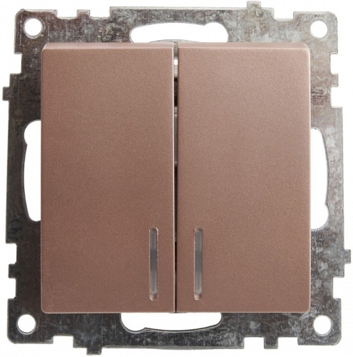 Выключатель двухклавишный с подсветкой без рамки Stekker Катрин 39593 в Нижнем Новгороде