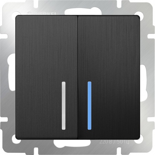 Выключатель двухклавишный с подсветкой без рамки Werkel графит рифленый W1120104 в Нижнем Новгороде фото 5