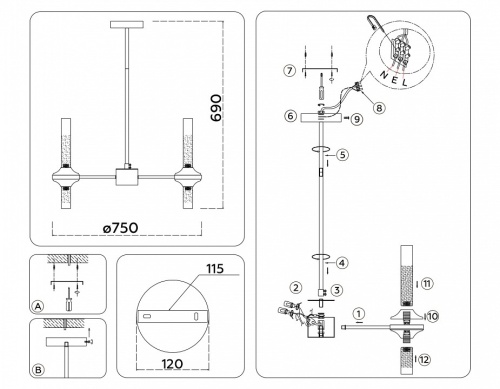 Люстра на штанге Ambrella Light HIGH LIGHT LH55353 в Нижнем Новгороде фото 6