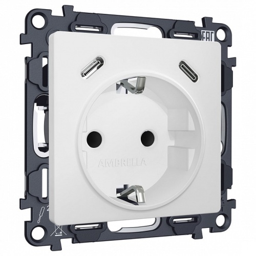 Розетка с заземлением и 2хUSB type C, без рамки Ambrella Volt ALFA MA130510 в Нижнем Новгороде