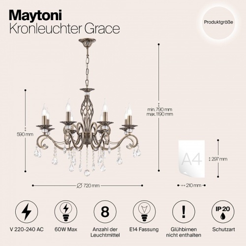 Подвесная люстра Maytoni Grace RC247-PL-08-R в Тольятти фото 3