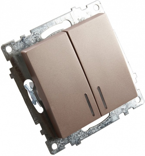 Выключатель двухклавишный с подсветкой без рамки Stekker Катрин 39593 в Нижнем Новгороде фото 4