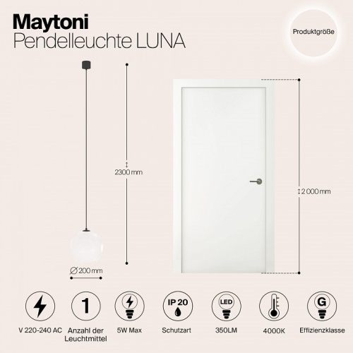 Подвесной светильник Maytoni Luna P039PL-5W4K-20-B в Радужном фото 2