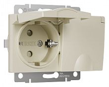 Розетка двойная влагозащищенная с заземлением и со шторками, без рамки с крышкой Werkel слоновая кость W1172203 в Нижнем Новгороде