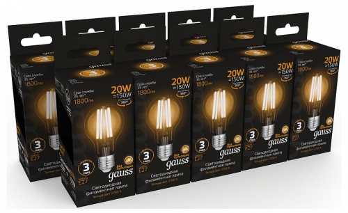 Лампа светодиодная Gauss Filament E27 20Вт 2700K 102902120 в Нижнем Новгороде фото 4