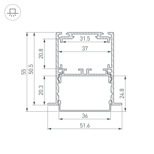 Профиль SL-LINIA52-3L-F-2000 ANOD (Arlight, Алюминий) в Нижнекамске