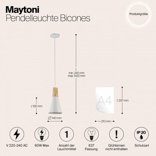 Подвесной светильник Maytoni Bicones P359-PL-140-W в Кирове фото 4