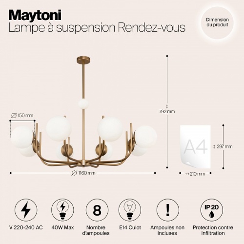 Люстра на штанге Maytoni Rendez-vous MOD109PL-08BS в Сельцо фото 3