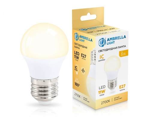 Лампа светодиодная Ambrella Light G45 E27 11Вт 2700K 451103 в Нижнем Новгороде фото 2