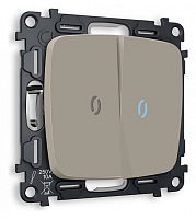 Выключатель проходной двухклавишный с подсветкой без рамки Ambrella Volt OMEGA MO364040 в Нижнем Новгороде