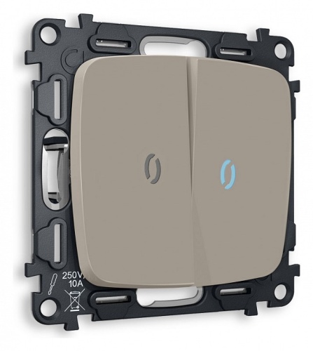 Выключатель двухклавишный с подсветкой без рамки Ambrella Volt OMEGA MO364020 в Нижнем Новгороде